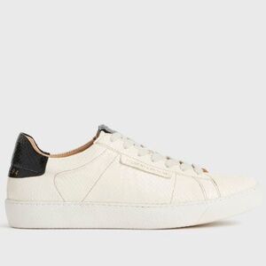 NWOB AllSaints Sheer Low Top Leather Sneaker, Snake, Off White/Black, EU 38 US 7